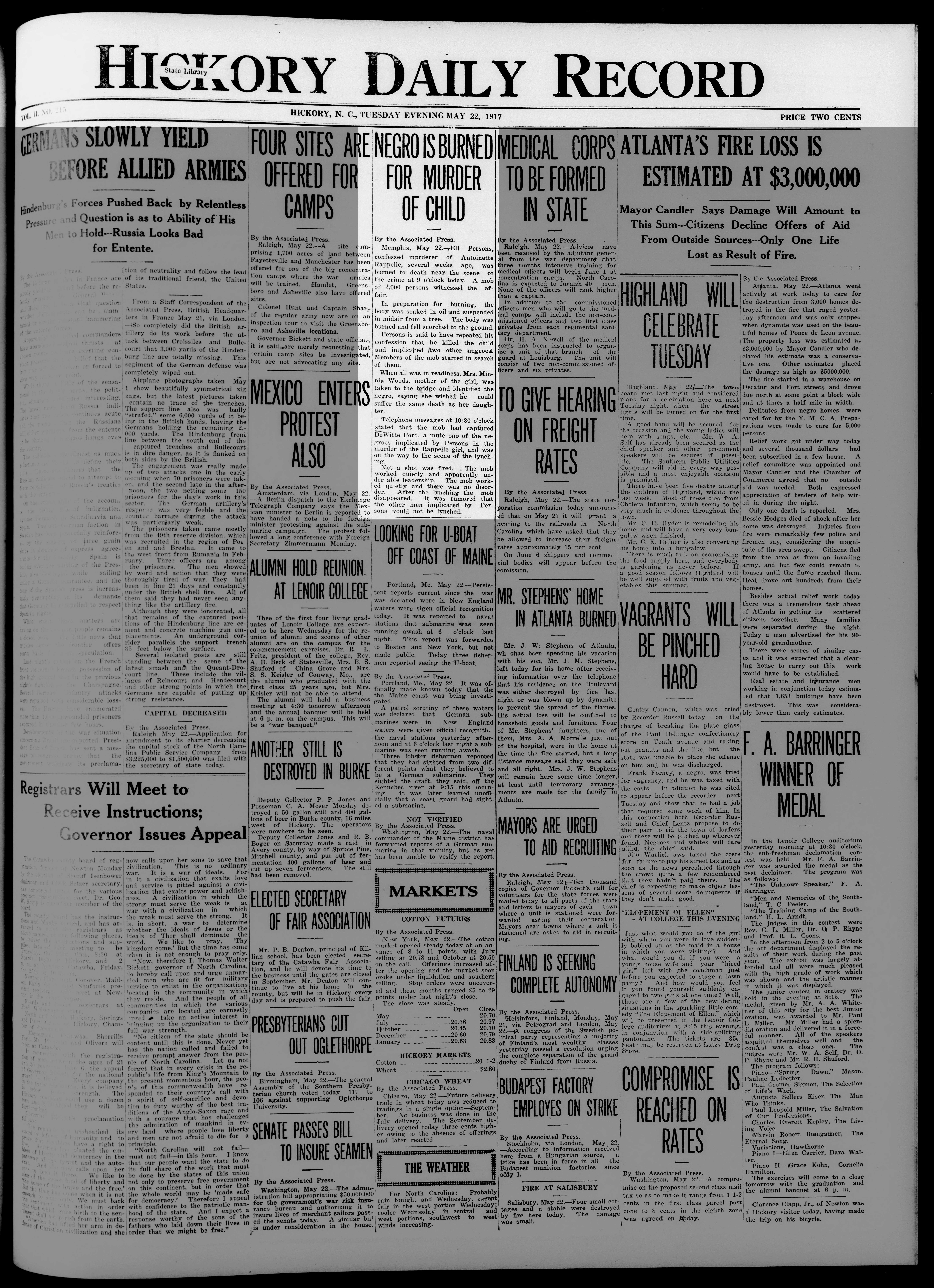 Hickory Daily Record, 5/22/1917