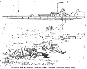 Illustration of the Peoples Grocery Lynching from the March 10th, 1892 edition of the Memphis Appeal-Avalanche