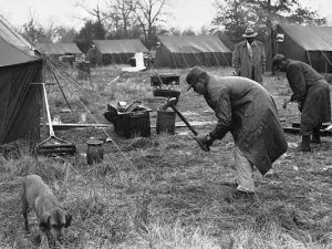 Two African-American men drive the final stakes into the ground after putting up a new tent at Tent City, which was built for evicted tenant farmers in Fayette County, Tenn., on Dec. 30, 1960. African Americans taking up residence in the tents claim the evictions were ordered in retaliation against those who registered to vote. (Photo: Associated Press file photo)