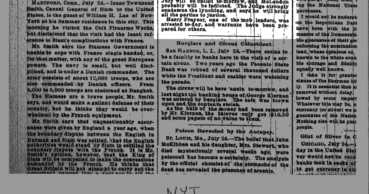 New York Times, 7/25/1893 | The Lynching Sites Project Of Memphis